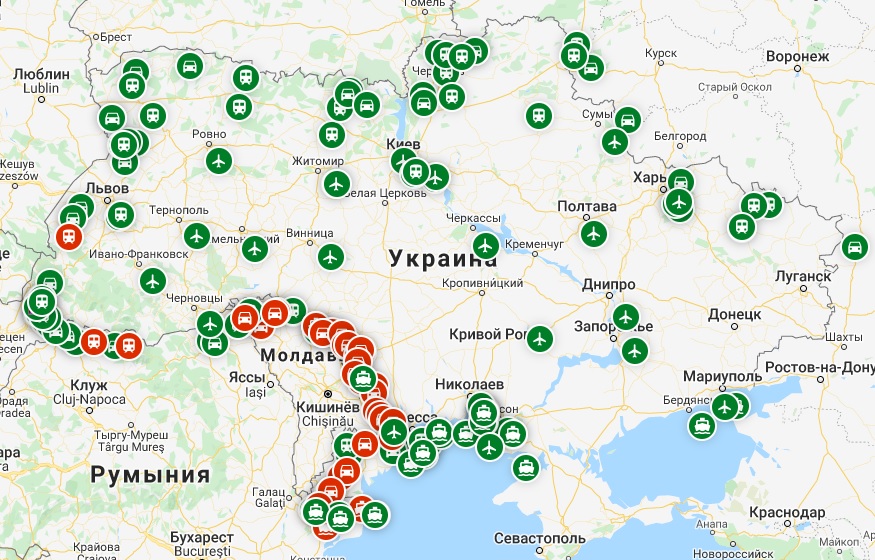 карта погранпунктов Украины