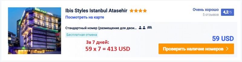 цена отеля в Стамбуле