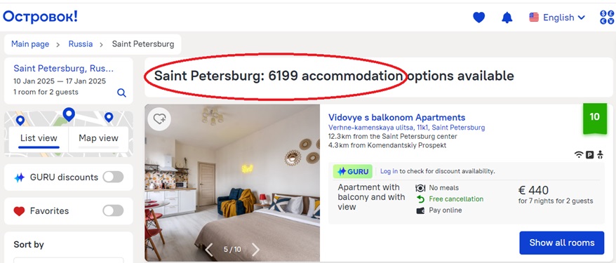 booking apartments in St-Petersburg