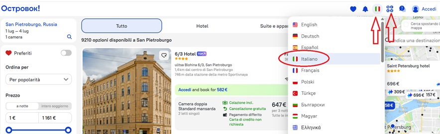 come prenotare un hotel su Ostrovok.ru