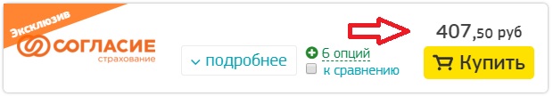 стоимость полиса на Cherehapa