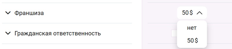 выбор франшизы у страховки Tripinsurance